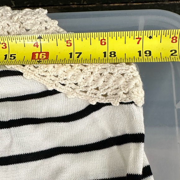 J. Crew NWT Cotton Blue Cream Striped Crocheted Sleeveless Top Blouse XL - Picture 16 of 16